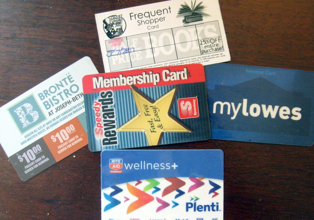 Selection of customer loyalty cards.